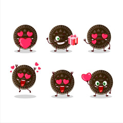 Chocolate biscuit cartoon character with love cute emoticon