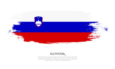 Slovenia flag brush concept. Flag of Slovenia grunge style banner background