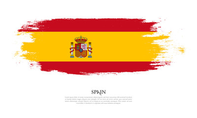 Spain flag brush concept. Flag of Spain grunge style banner background