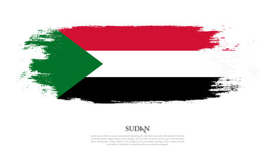 Sudan flag brush concept. Flag of Sudan grunge style banner background
