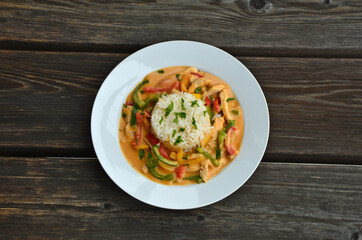 rice with chicken and paprika in sour cream sauce