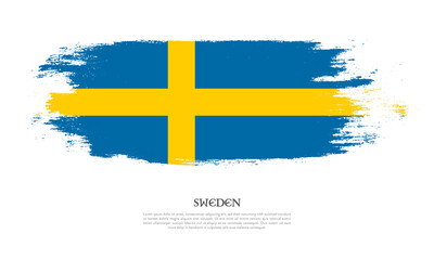 Sweden flag brush concept. Flag of Sweden grunge style banner background