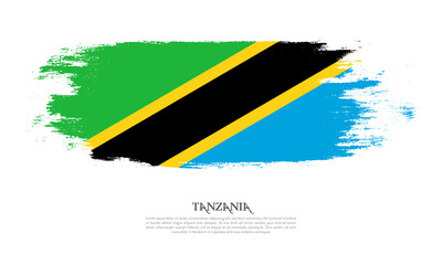 Tanzania flag brush concept. Flag of Tanzania grunge style banner background