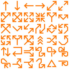 Set of orange arrows. Vector illustration.