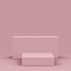 3d violet mauve stage podium scene minimal studio background. Abstract 3d geometric shape object illustration render. Display for cosmetic fashion product. Natural monochrome color tones.