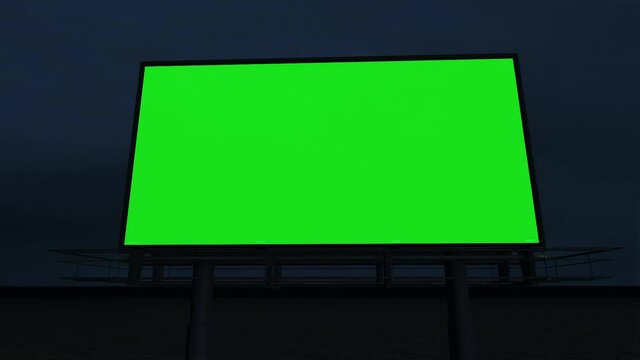 HD Horror Billboard Outdoor Movie Drive In Theater Sign In Lightning Storm With Keyed Greenscreen Pan Around Simulated CGI Scene In A Stormy Setting Scary Movies Psycho Film Screens