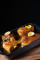 Crispy roasted pork knuckles from the oven