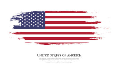 USA flag brush concept. Flag of United States of America grunge style banner background