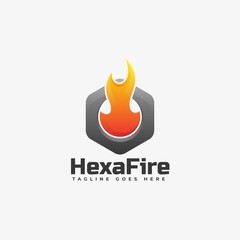 Vector Logo Illustration Fire Gradient Colorful Style.