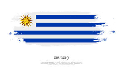 Uruguay flag brush concept. Flag of Uruguay grunge style banner background