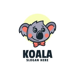 Vector Logo Illustration Koala Mascot Cartoon Style.
