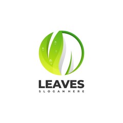 Vector Logo Illustration Leaf Gradient Colorful Style.