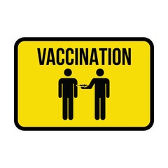 Vaccination poster icon vector with vaccine injection syringe male and female person symbol for virus protection in a glyph pictogram illustration