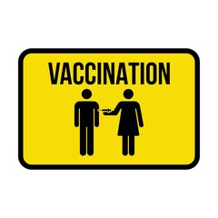 Immunization poster icon vector with vaccine injection syringe male and female person symbol for virus protection in a glyph pictogram illustration