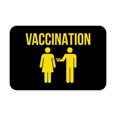 Flu vaccine poster icon vector with vaccine injection syringe male and female person symbol for virus protection in a glyph pictogram illustration