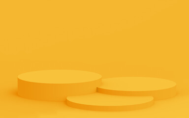 Abstract 3d yellow color cylinder podium minimal studio background.