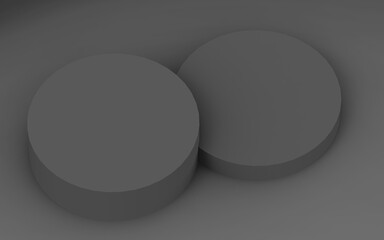 Abstract 3d gray black color cylinder podium minimal studio background.