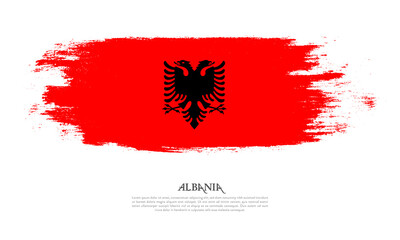 Albania flag brush concept. Flag of Albania grunge style banner background