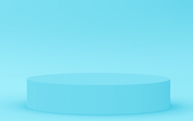 Abstract 3d blue color cylinder podium minimal studio background.