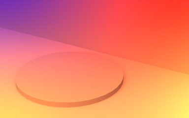 3d yellow orange and purple neon light cylinder podium minimal studio gradient colors background. Abstract 3d geometric shape object illustration render. Display for summer holiday product.