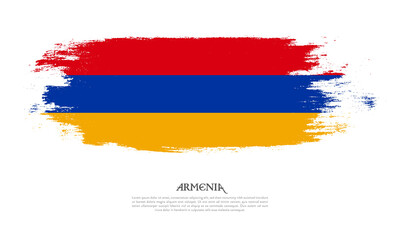 Armenia flag brush concept. Flag of Armenia grunge style banner background