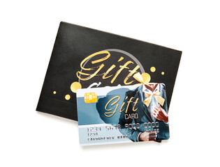 Gift card on white background