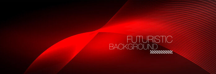 Abstract neon glowing light in the dark with waves. Shiny magic energy and motion concept, vector abstract wallpaper background