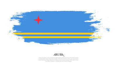 Aruba flag brush concept. Flag of Aruba grunge style banner background