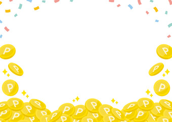 紙吹雪とポイントコインの背景　横　Point coin background