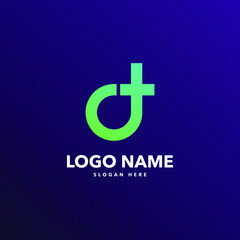 D letter modern logo design concept
