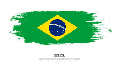 Brazil flag brush concept. Flag of Brazil grunge style banner background