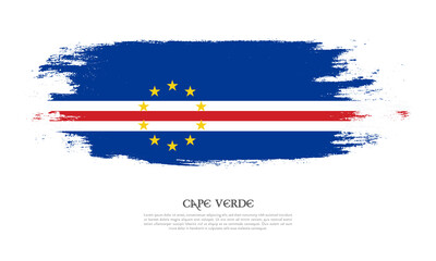 Cape Verde flag brush concept. Flag of Cape Verde grunge style banner background