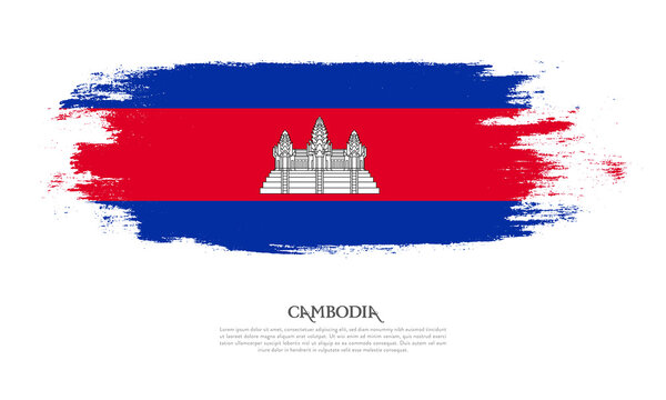 Cambodia flag brush concept. Flag of Cambodia grunge style banner background