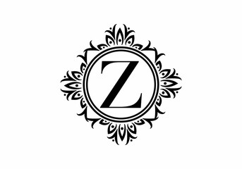 Black initial Z letter in classic frame