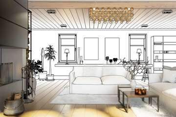 Modern Home Loft Interior (project) - 3d visualization