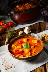 rustic Hungarian goulash soup with paprika
