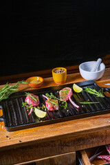 Seasoned and Herb Marinated Raw Lamb Chops