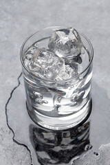 Glass of water with ice cubes