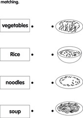 vector drawing cartoon food matching pre school kids activity