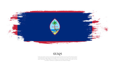 Guam flag brush concept. Flag of Guam grunge style banner background