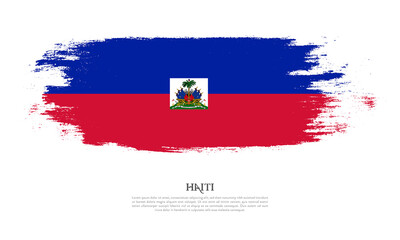 Haiti flag brush concept. Flag of Haiti grunge style banner background