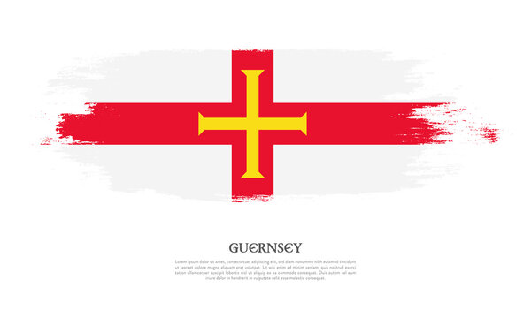 Guernsey flag brush concept. Flag of Guernsey grunge style banner background