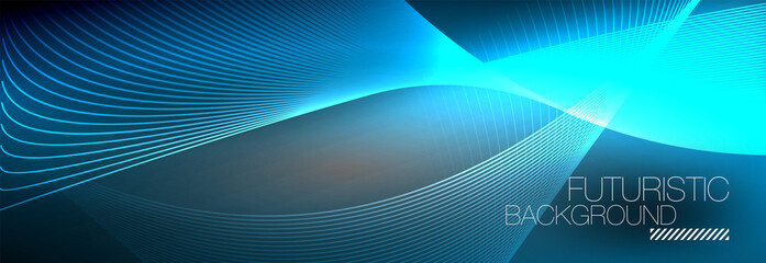 Abstract neon glowing light in the dark with waves. Shiny magic energy and motion concept, vector abstract wallpaper background