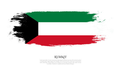 Kuwait flag brush concept. Flag of Kuwait grunge style banner background