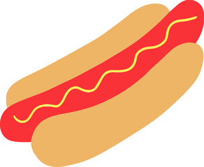 Vector illustration of a hot dog, can be used as a sticker, postcard, poster, ad