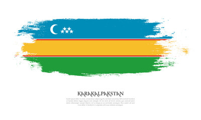 Karakalpakstan flag brush concept. Flag of Karakalpakstan grunge style banner background