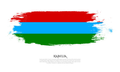 Karelia flag brush concept. Flag of Karelia grunge style banner background