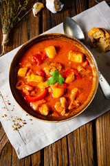 rustic Hungarian goulash soup with paprika