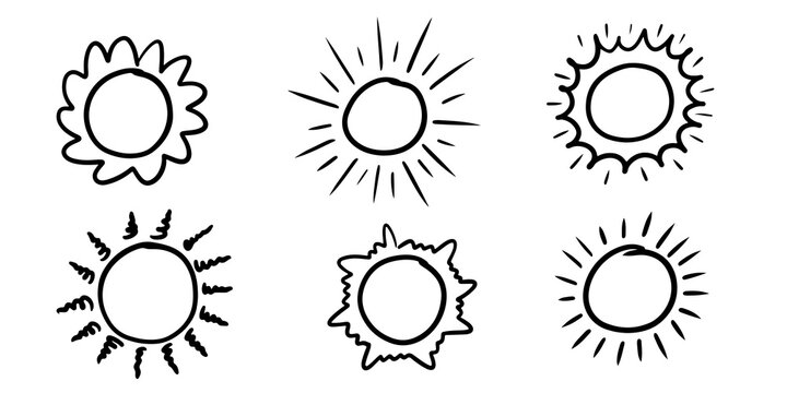 set of doodle sun.Design elements. vector illustration.