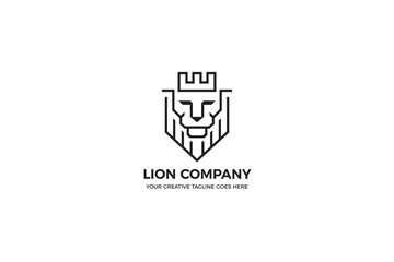 Lion Shield Monoline Logo Template